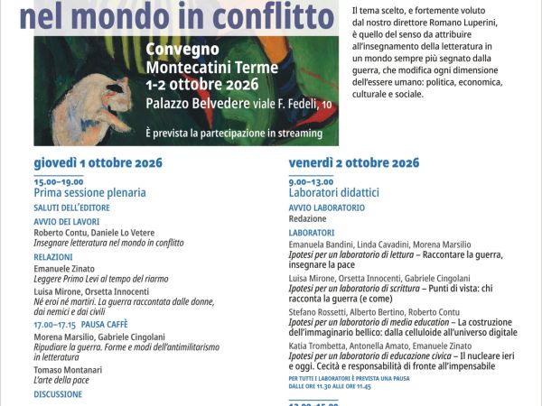 Guerra e pace: insegnare letteratura nel mondo in conflitto. A ottobre il nostro secondo convegno.